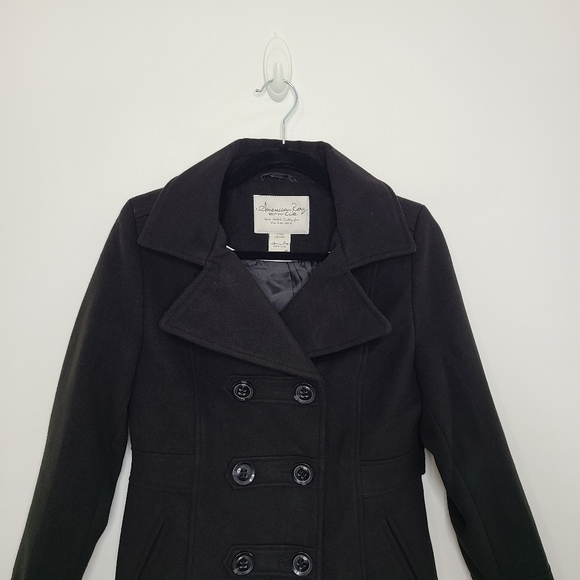 American Rag Pea Coat Jacket Coat Collared Button-Down Black Size Small - Picture 3 of 11